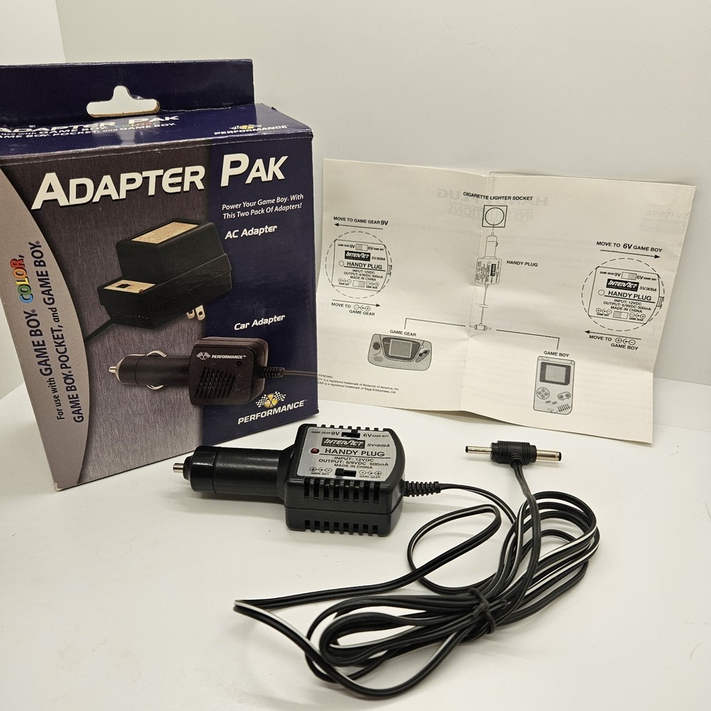 Game Boy Color Car Charger Adapter Pak Performance 9V Power Cord